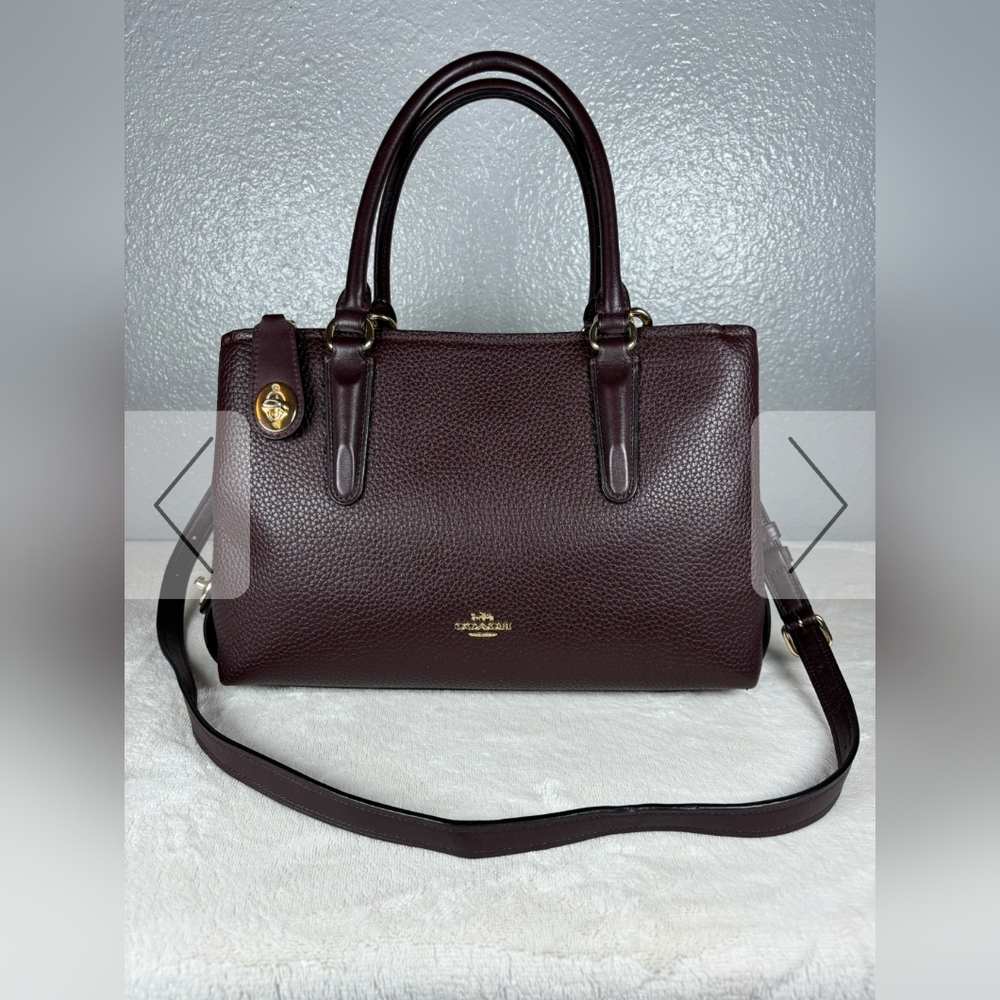 Coach Pebble leather Brooklyn Burgandy handbag and matching wallet